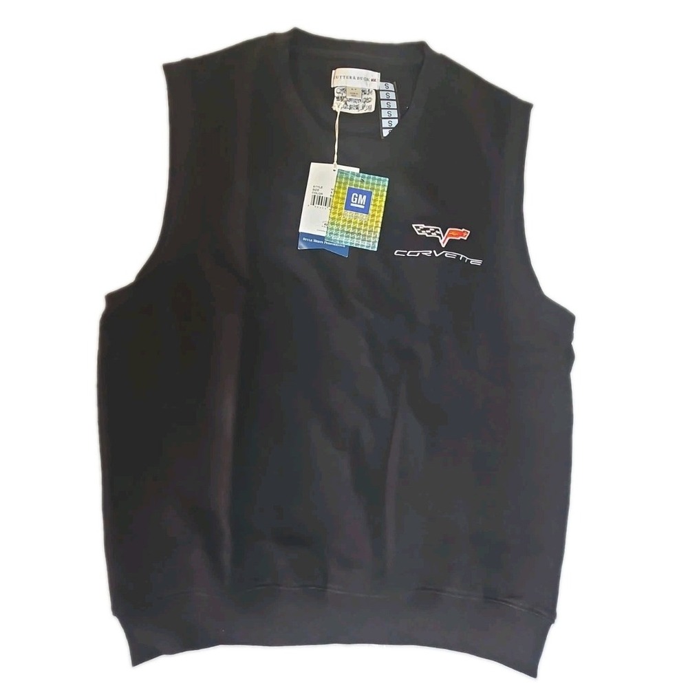NWT Cutter & Buck Corvette Sweater Vest Mens S Black Supima Cotton C6 Logo GM